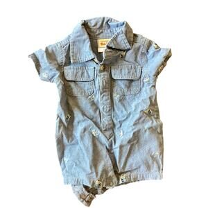 Train Embroidery Cotton One Piece